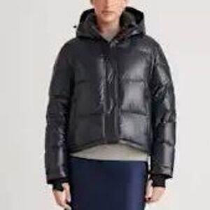 Quince Responsible Down Cropped Puffer Jacket Shiny Black XL New With Tags